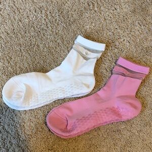 Womens Alo Pulse Grip Pink White Pilates Socks Size M/L